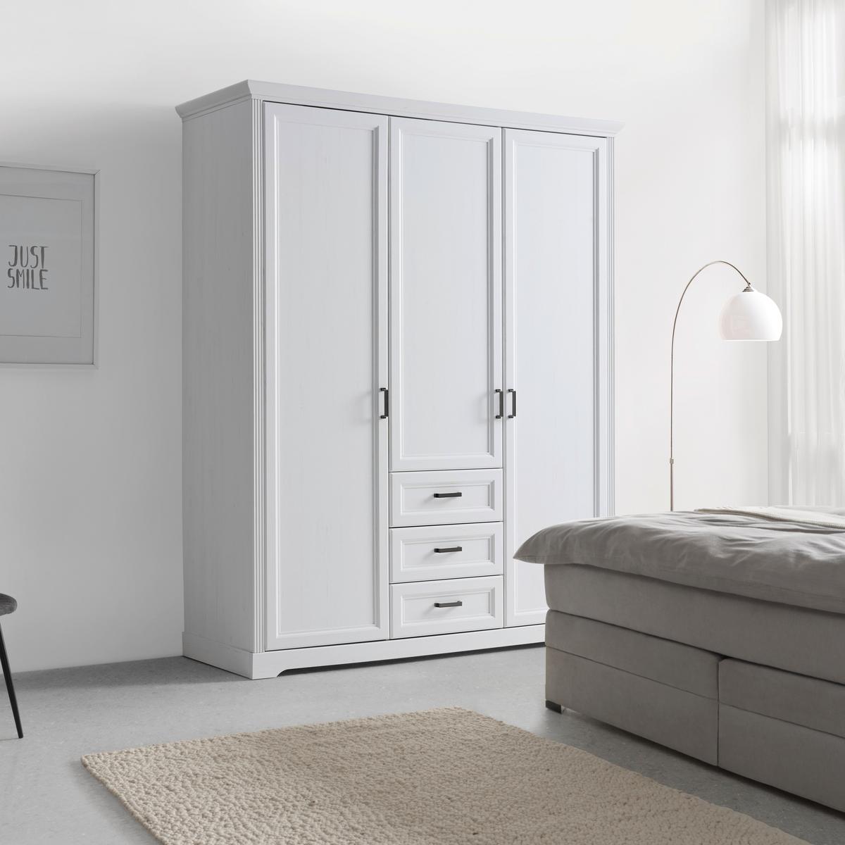 ŠATNÍ SKŘÍŇ MARILOU - bílá/barvy niklu, Romantický / Rustikální, kov/kompozitní dřevo (164/206/64cm)