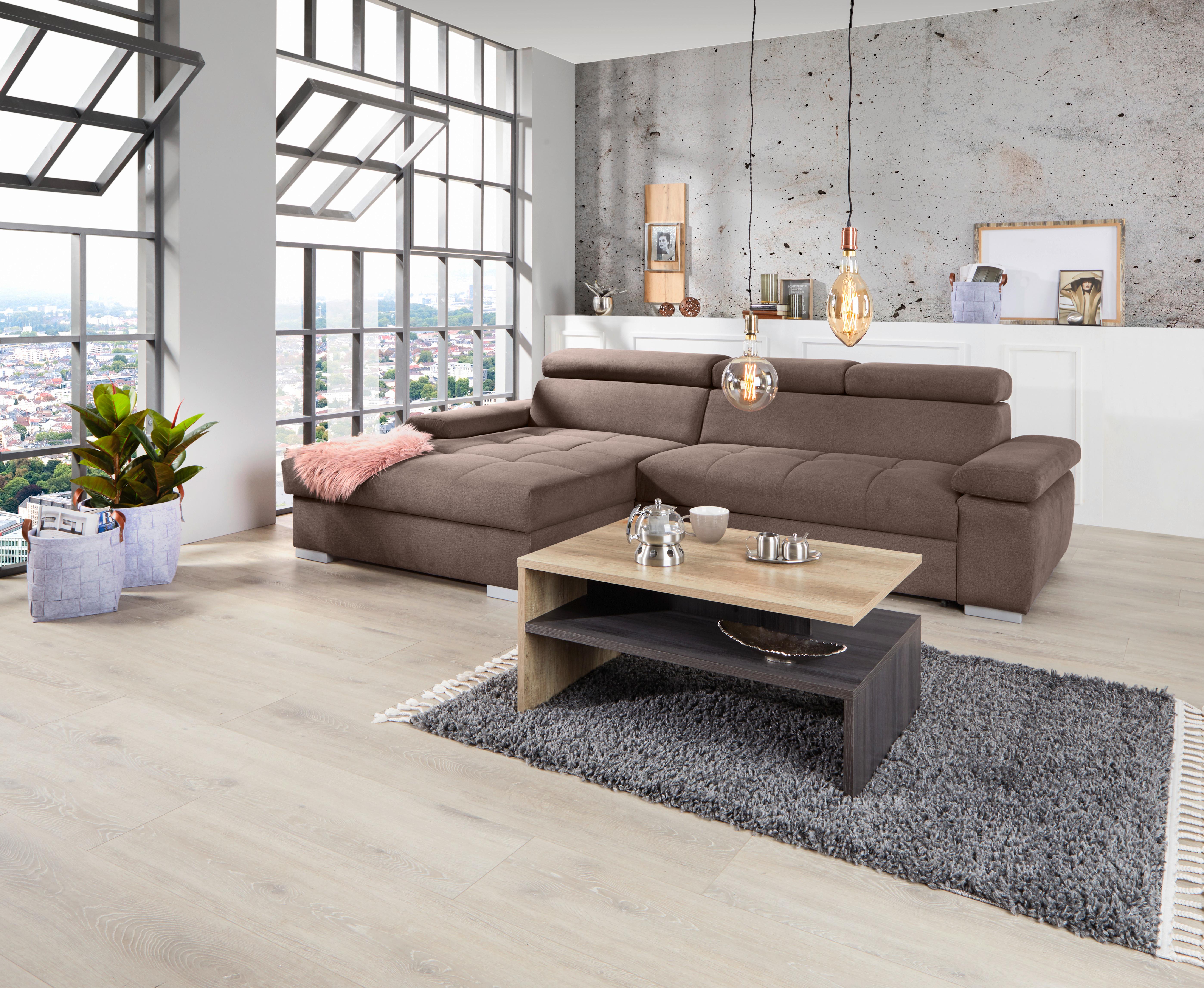Ecksofa Mit Bettkasten Perry Braun 292x183 Cm - Silberfarben/Braun, Design, Textil (183/292cm) - Livetastic