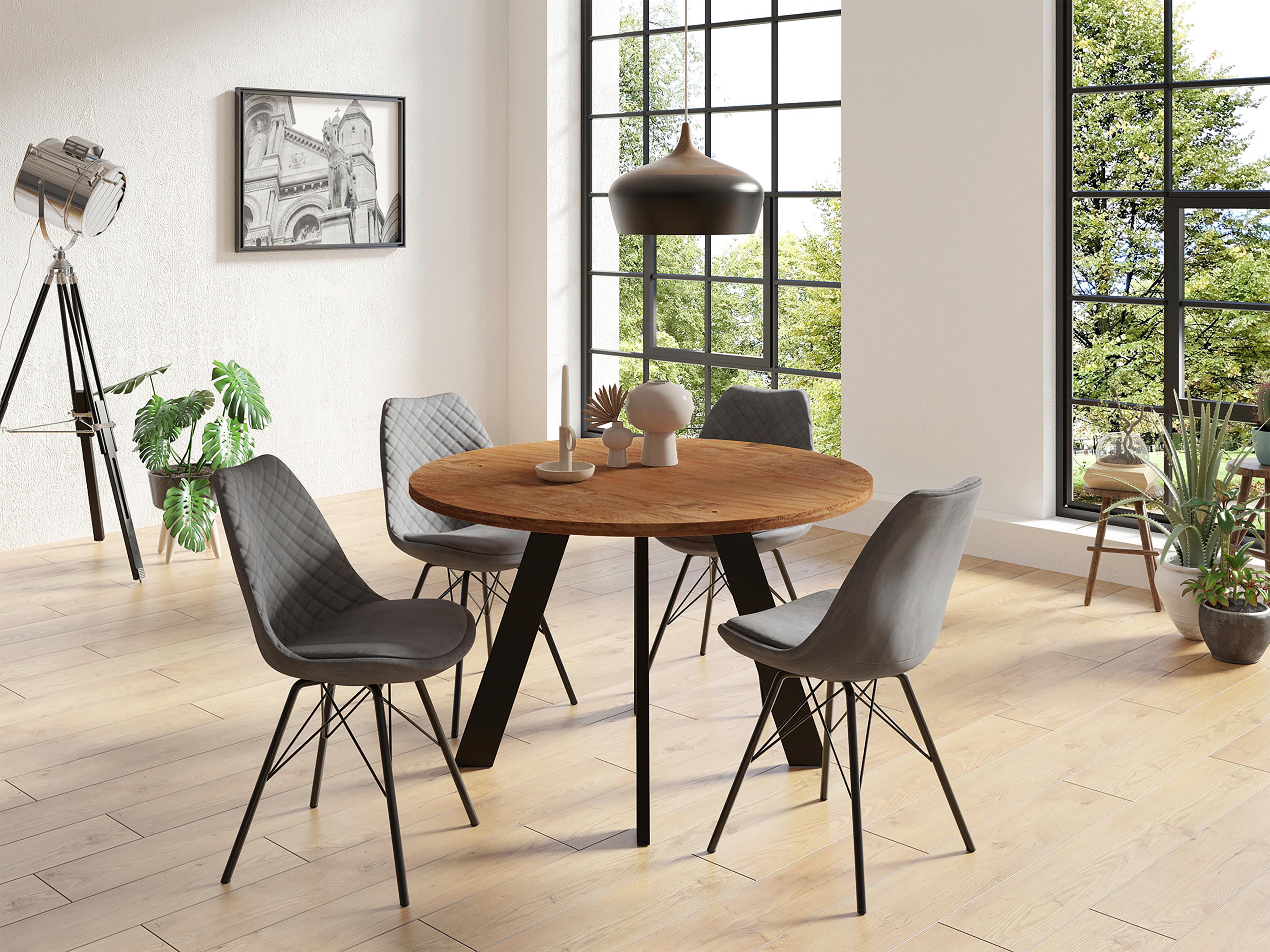 Esstisch Tara Akazie Braun B: 100 cm - Schwarz/Braun, LIFESTYLE, Holz/Metall (100/100/76cm) - MID.YOU