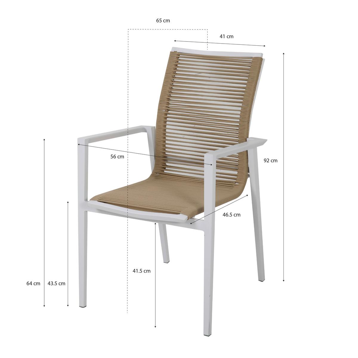 Gartenset Zora 5tlg - Weiß/Teakfarben, MODERN, Metall (160/90/74cm) - Ambia Garden