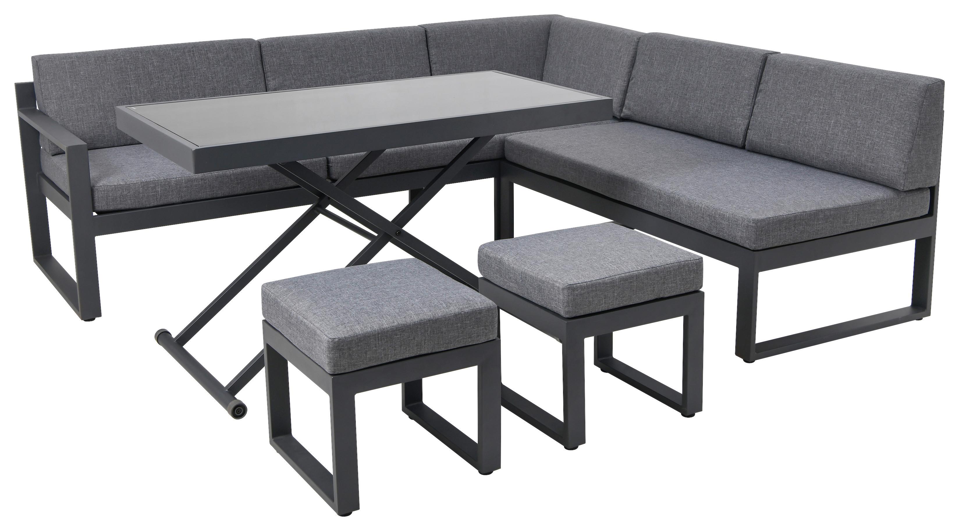 Lounge Garnitúra Rio - fekete/sötétszürke, Modern, Üveg/textil (214/130cm) - Beldano