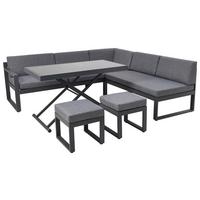 Lounge Garnitúra Rio - fekete/sötétszürke, Modern, Üveg/textil (214/130cm) - Beldano
