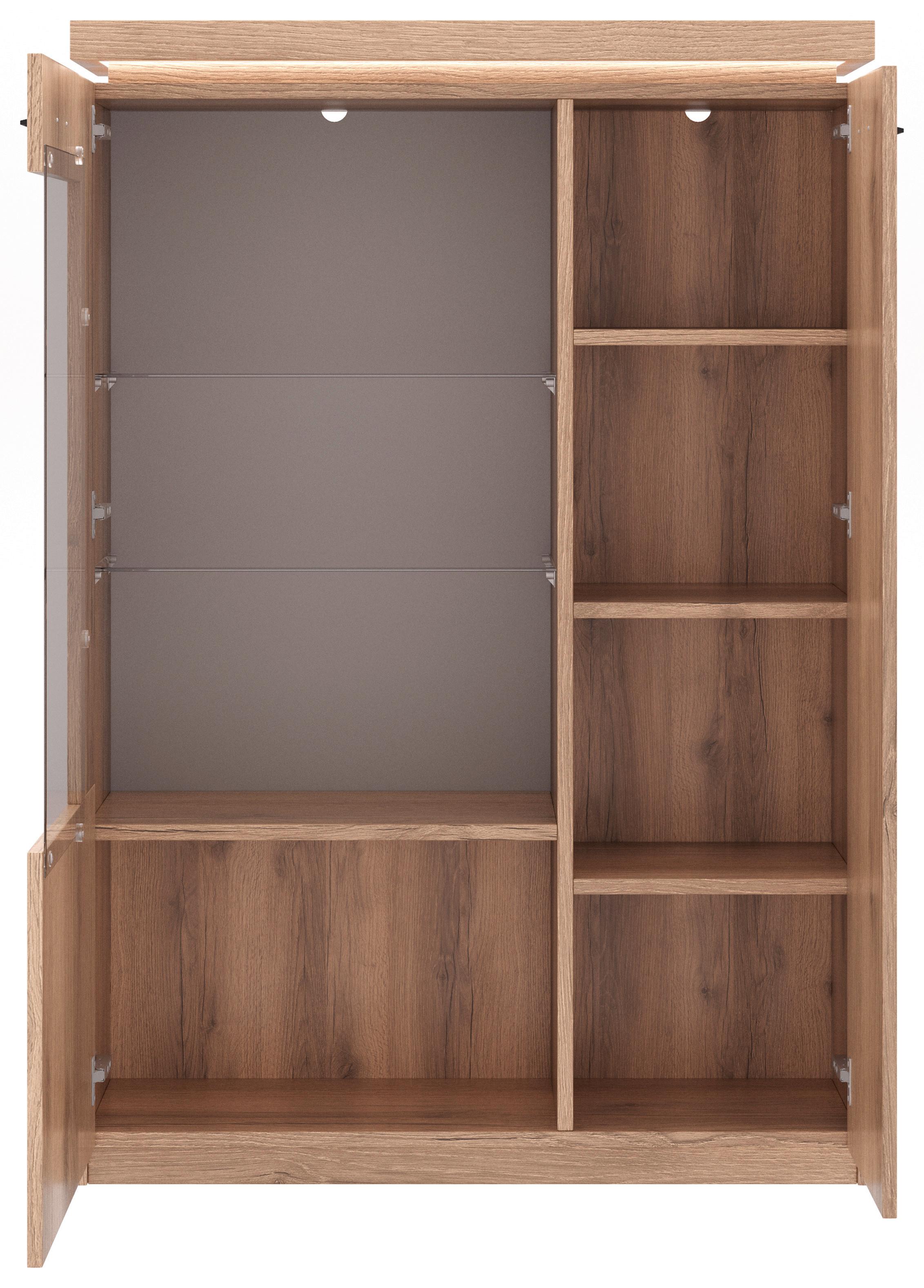 Vitrine Vancouver B: 98 cm Mit Beleuchtung Eiche Dekor - Eichefarben, MODERN, Glas/Holzwerkstoff (98/143/38cm)