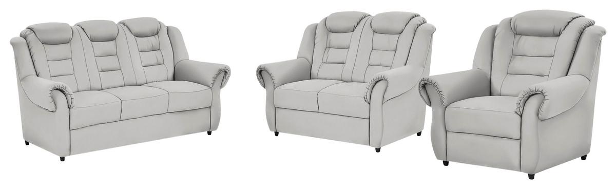 Sitzgarnitur Boston - Hellgrau/Schwarz, KONVENTIONELL, Textil - Livetastic