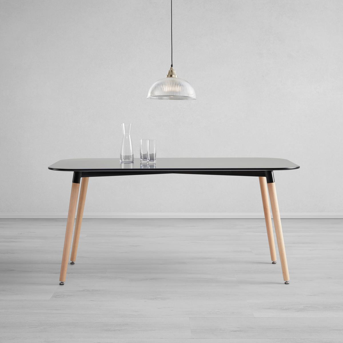 Jídelní stůl Anuk 160x90 - černá/barvy buku, Moderní, dřevo/kompozitní dřevo (160/90/75cm) - Modern Living