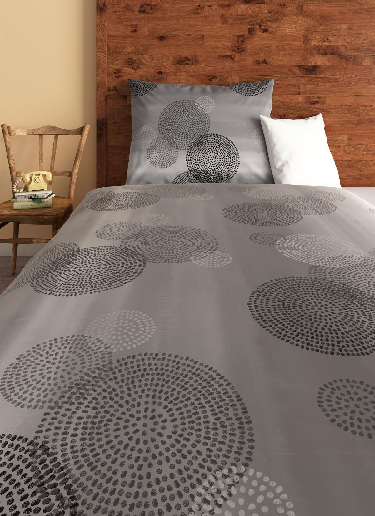 Bettwäsche 140x200 cm Rebecca Baumwolle Grau Kreise - Grau, ROMANTIK / LANDHAUS, Textil - James Wood
