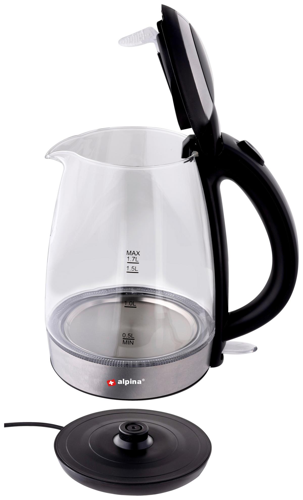 Wasserkocher 18554 Water Kettle - Schwarz, KONVENTIONELL, Glas/Kunststoff (22/15.8/24.7cm) - Alpina 6287