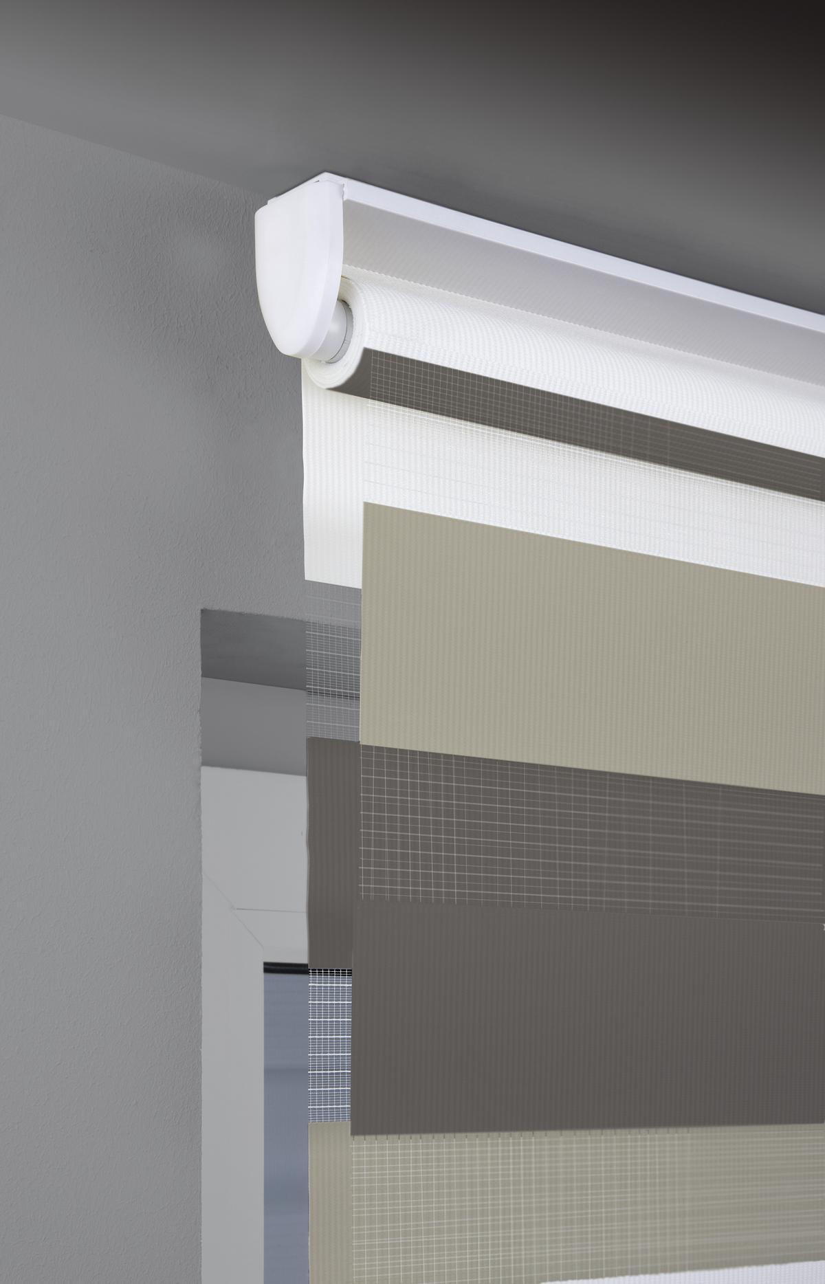 Doppelrollo Just Triple Braun, Grau, Weiß B: 80 cm - Braun/Weiß, Basics, Textil (80/210cm)