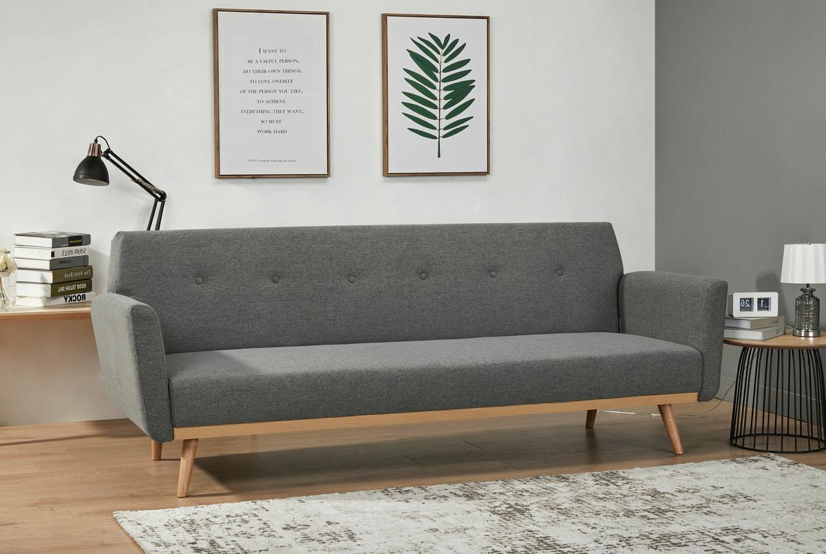 Schlafsofa Grau B: 212 Cm - Naturfarben/Grau, MODERN, Textil (212/79/85cm) - Livetastic