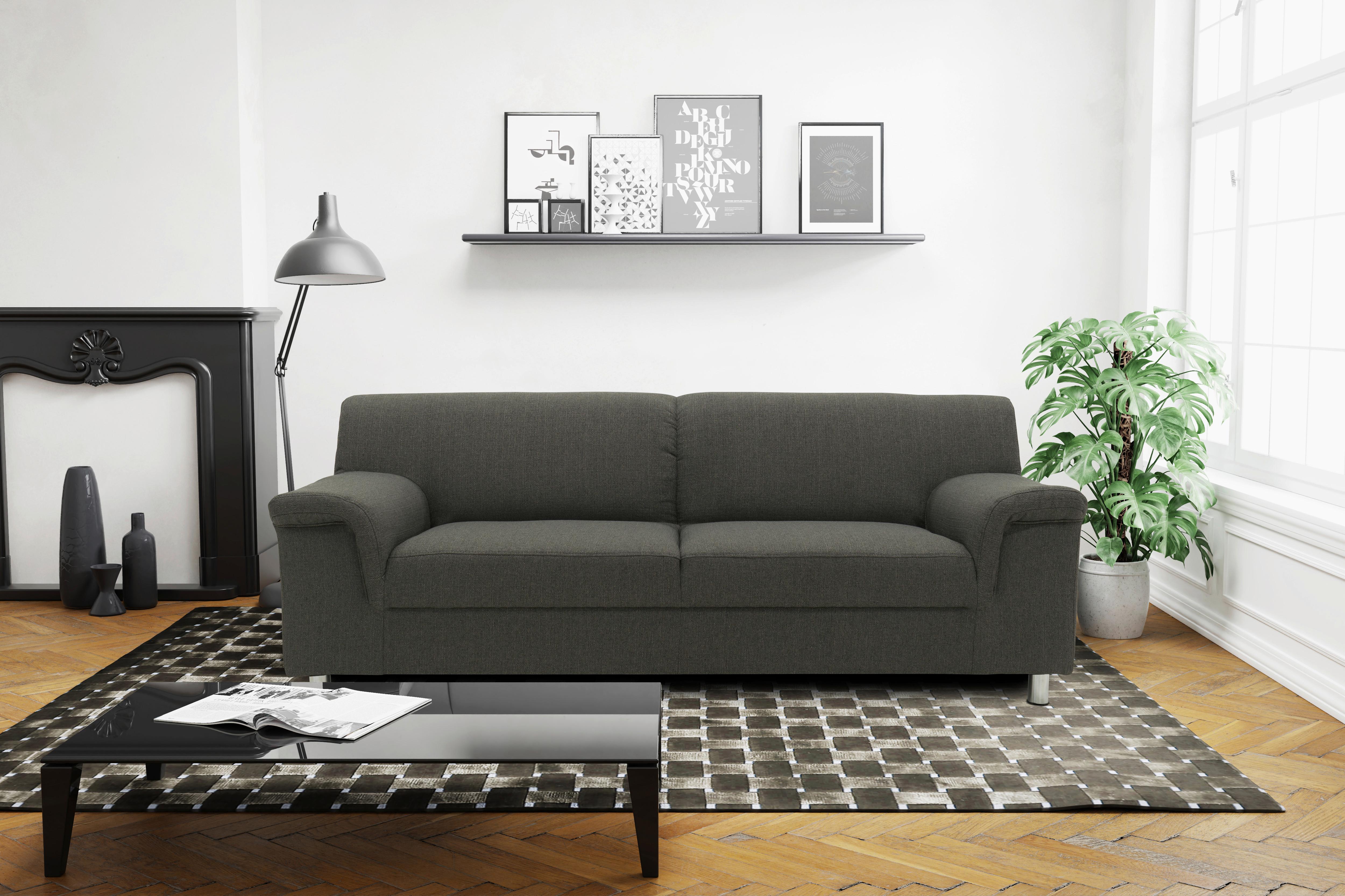 2-sitzer-sofa Jamie Rücken Echt Schlammfarben - Chromfarben/Schlammfarben, KONVENTIONELL, Textil (145/72/80cm) - MID.YOU