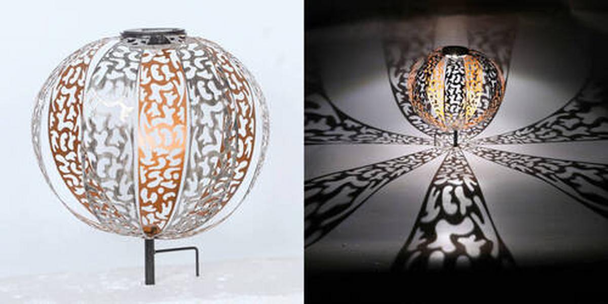 Solar-Hängeleuchte Gold/ Silberfarben/Schwarz H: 41 cm - Silberfarben/Goldfarben, Design, Metall (30/41,0cm) - Globo