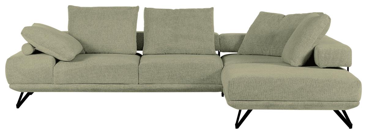 Ecksofa Bolzano - Schwarz/Grün, KONVENTIONELL, Textil (310/240cm) - MID.YOU