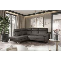 Ecksofa Luna Teilleder Dunkelbraun 194x242 - Chromfarben/Dunkelbraun, Design, Leder/Textil (194/242cm) - Livetastic