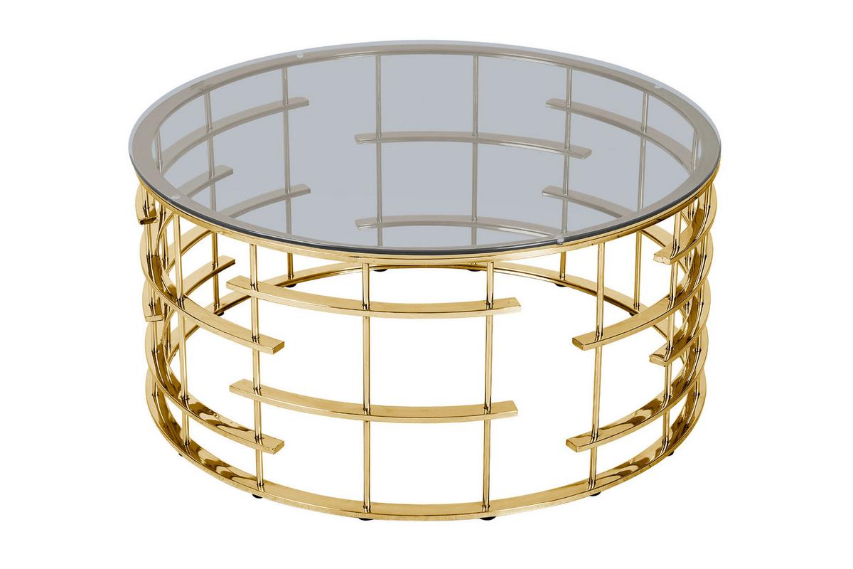 Couchtisch Grau, Goldfarben L: 90 Cm - Goldfarben/Grau, Design, Glas/Metall (90/90/42cm) - Livetastic