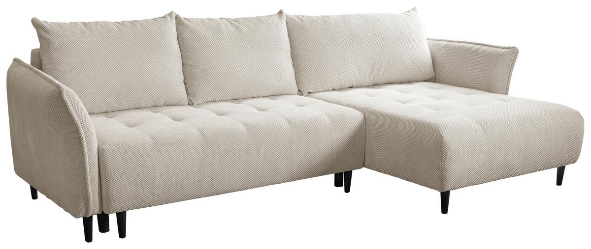 Ecksofa Monte Carlo Creme S: 160x290 cm - Creme/Schwarz, Trend, Holz/Holzwerkstoff (160/290cm)