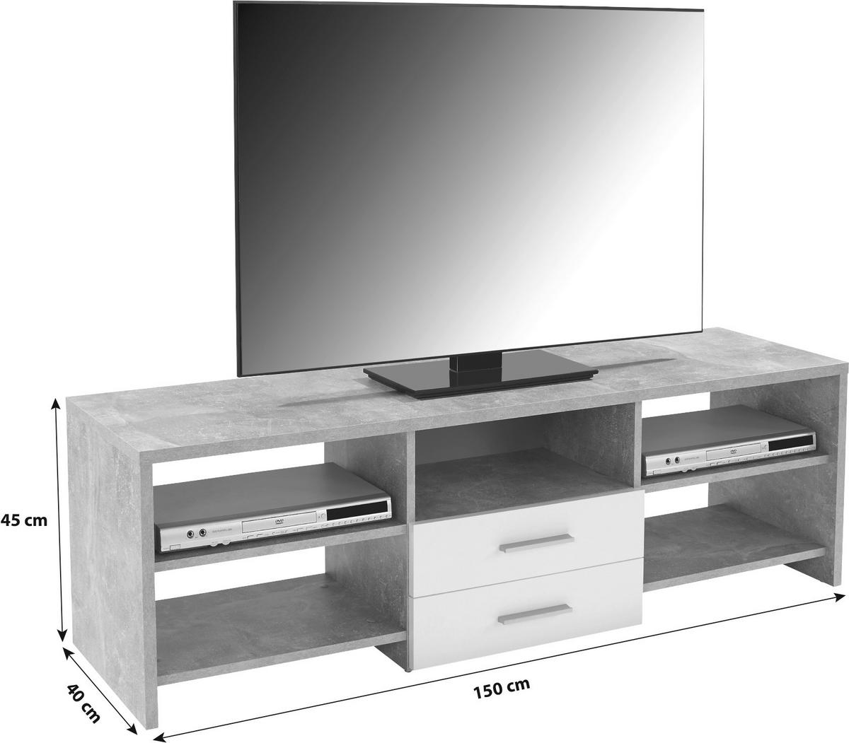TV-Lowboard Tico B: 150 cm Grau, Weiß - Schwarz/Weiß, MODERN, Holz (150/45/40cm)