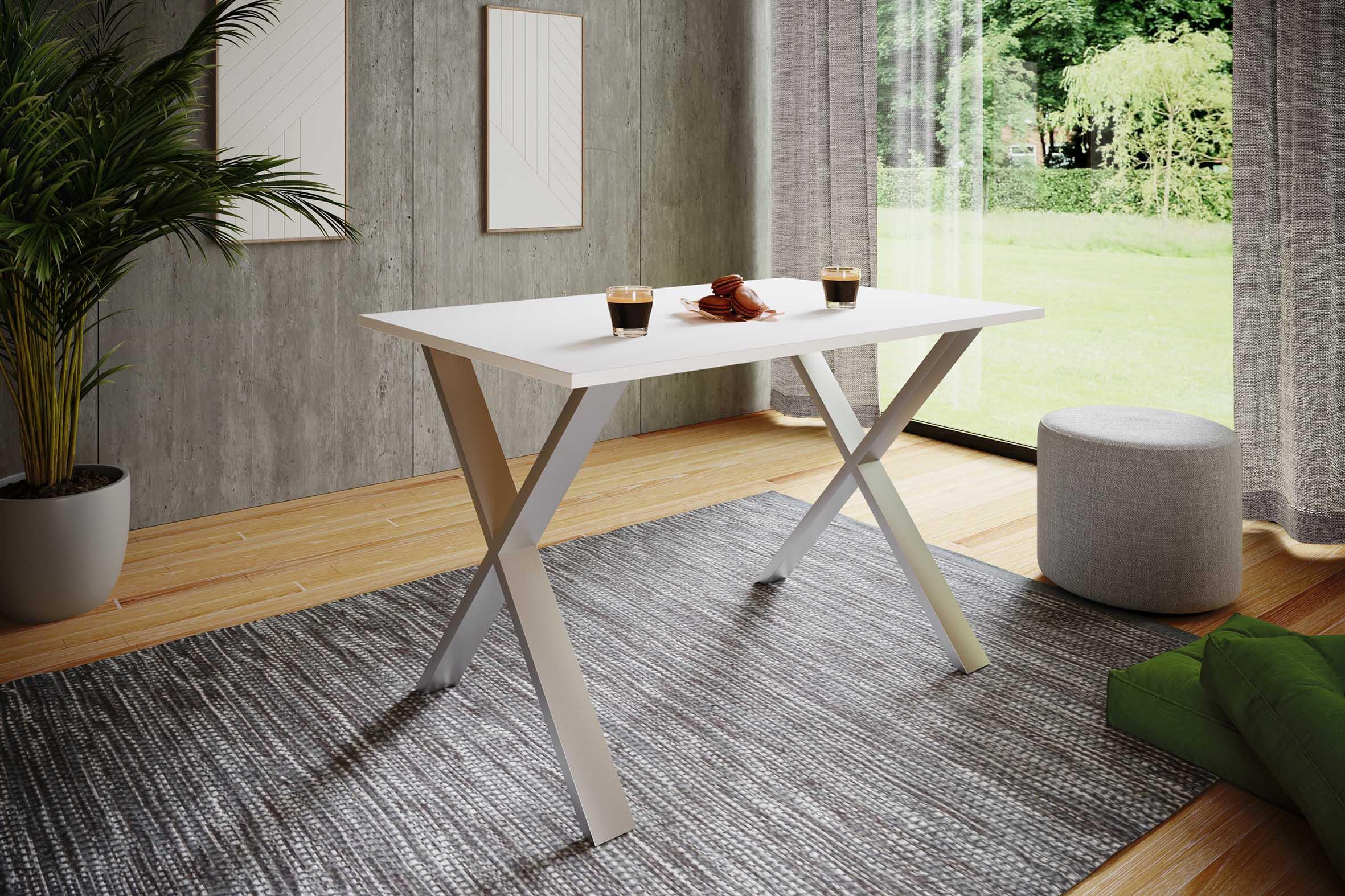 Esstisch Xona 110x50 cm Silberfarben/Weiß - Silberfarben/Weiß, Basics, Holzwerkstoff/Metall (110/50/76cm) - MID.YOU