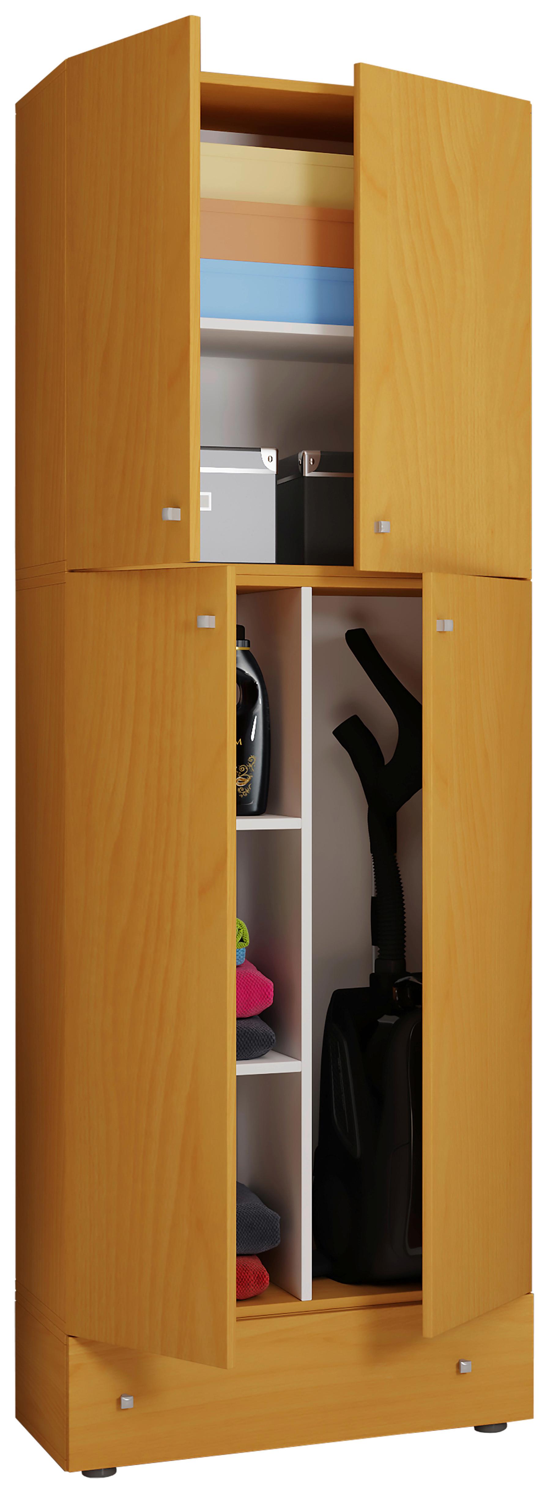Mehrzweckschrank Lona XXL Buche Dekor BxH: 70x200 cm - Buchefarben/Schwarz, MODERN, Holzwerkstoff (70/200/39cm) - MID.YOU