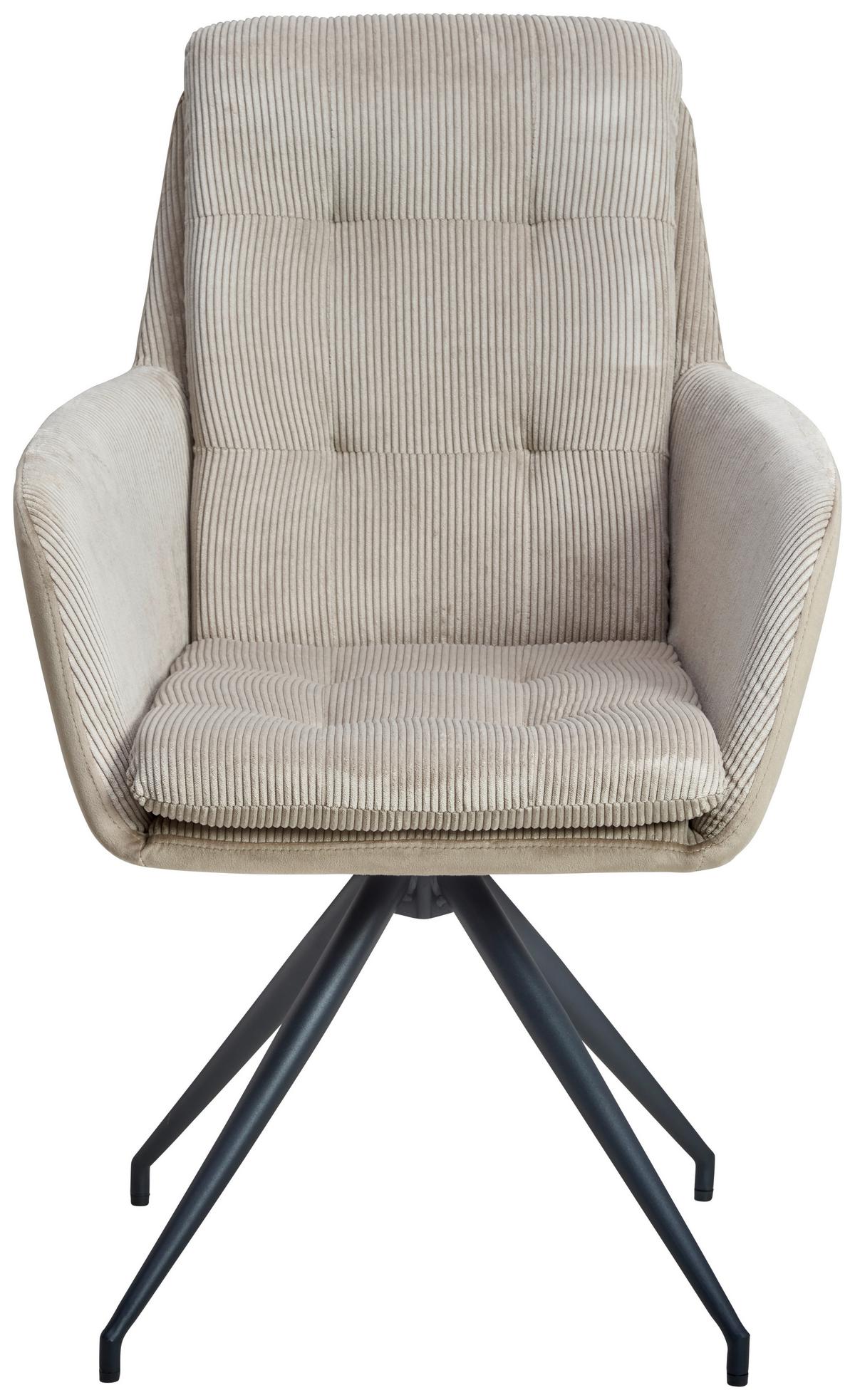 Armlehnstuhl Nizza - Beige/Schwarz, LIFESTYLE, Textil/Metall (60/94/64cm) - MID.YOU