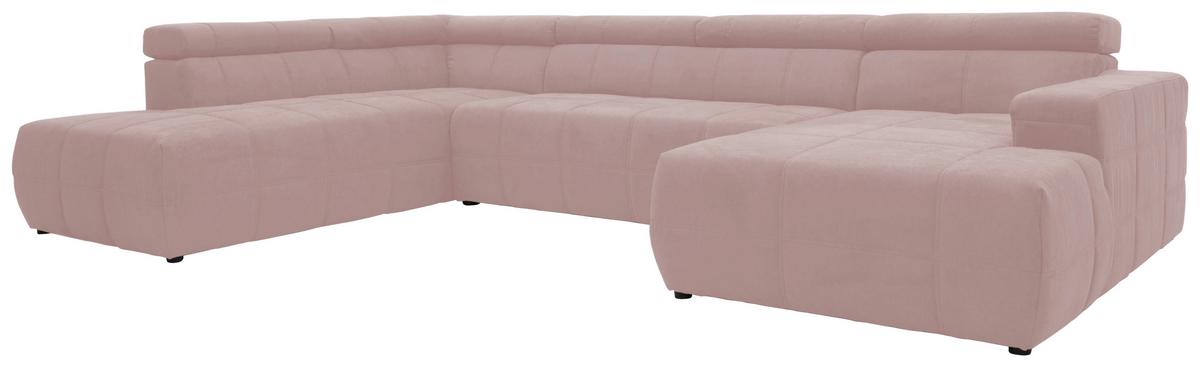 Wohnlandschaft Brandon Kopfteilverstellung Pink - Schwarz/Rosa, Design, Textil (228/359/175cm) - MID.YOU