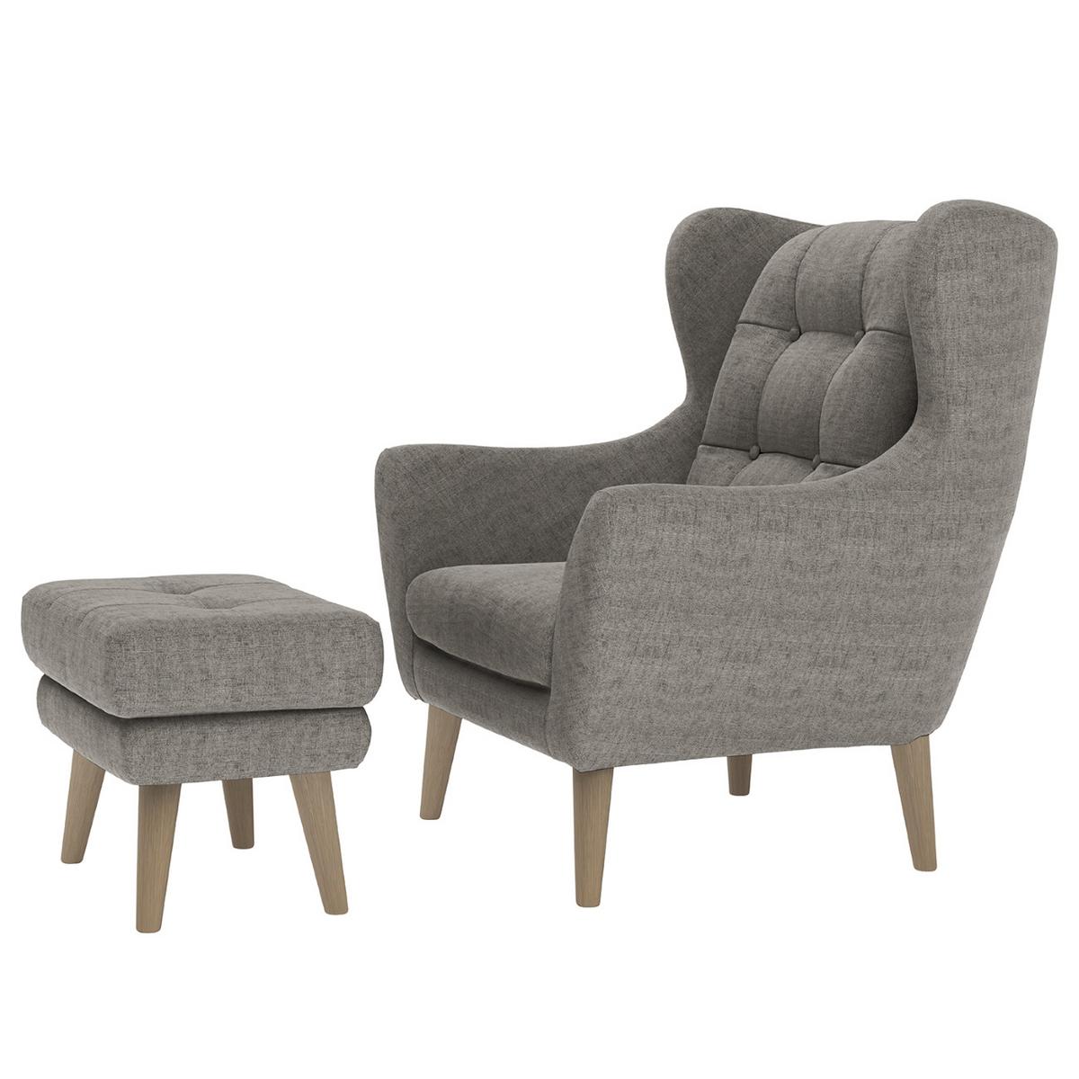 Sesselset Henry Dunkelgrau B: 91 cm - Eichefarben/Dunkelgrau, KONVENTIONELL, Textil (91/104/94cm) - Trendmanufaktur