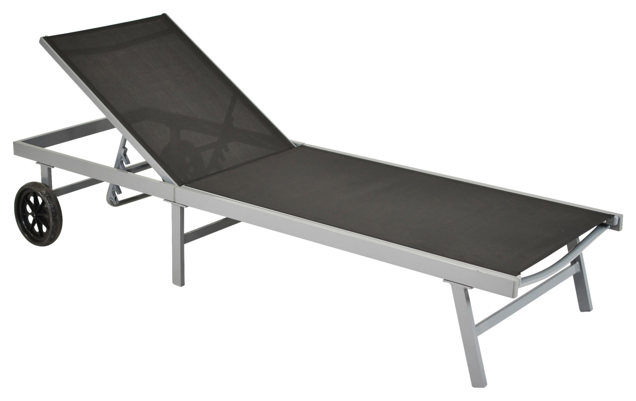 Sonnenliege Tessin Metall/Kunststoff mit Rollen - Silberfarben/Grau, MODERN, Kunststoff/Metall (201/98/65cm) - Gardenson