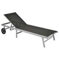 Sonnenliege Tessin Metall/Kunststoff mit Rollen - Silberfarben/Grau, MODERN, Kunststoff/Metall (201/98/65cm) - Gardenson