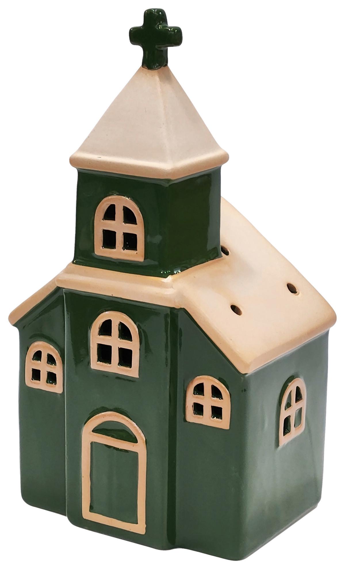 Dekohaus Josef - Weiß/Grün, KONVENTIONELL, Keramik (12,3/9,4/22,3cm) - Luca Bessoni