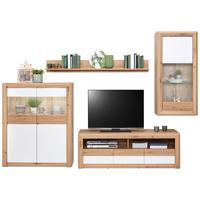 Wohnkombination 4-tlg. Mit Led Kashmir New, Eiche Dekor/weiß - Eichefarben/Weiß, MODERN, Holzwerkstoff (272/192/49cm) - James Wood