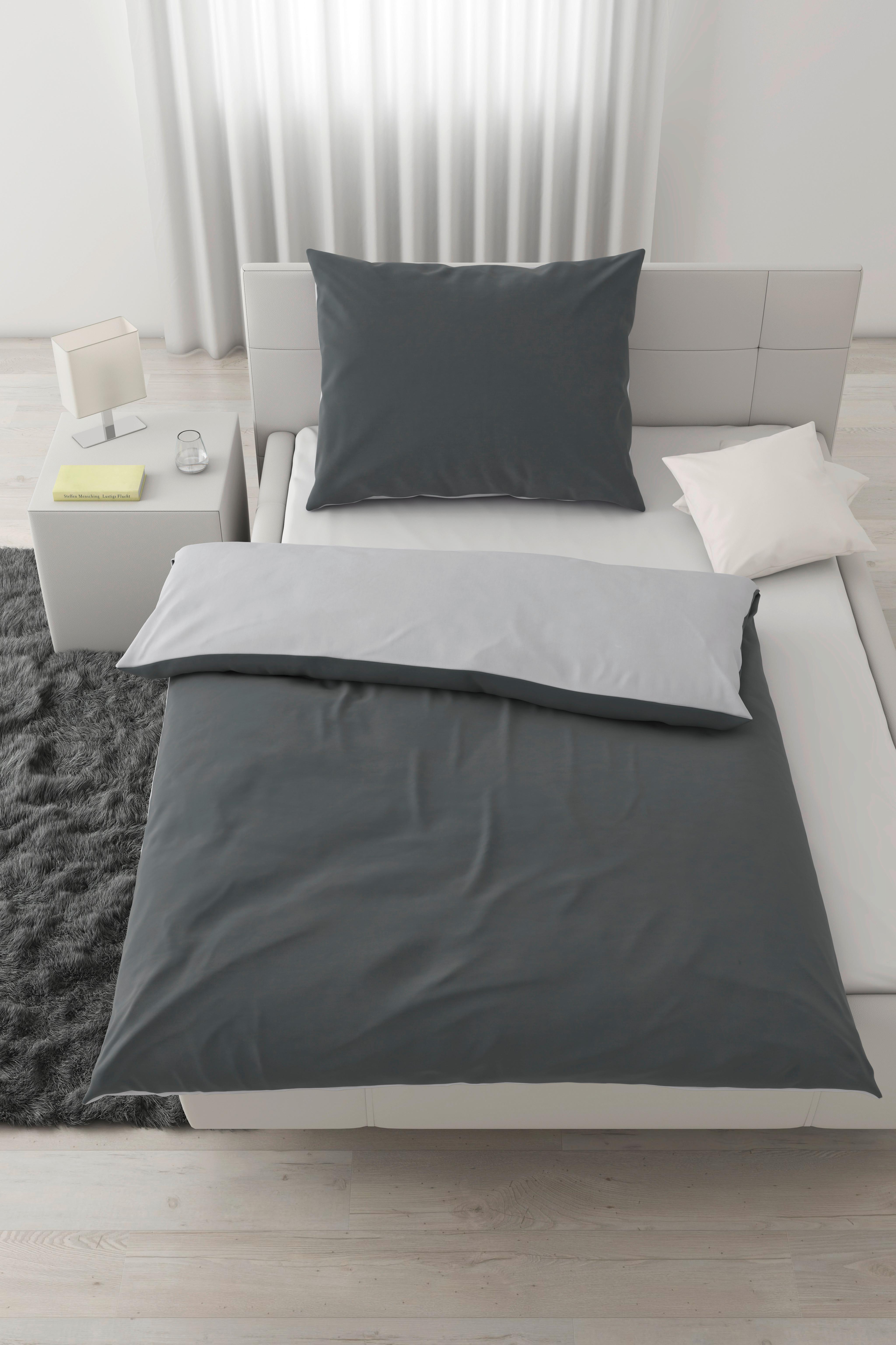 Posteľná bielizeň Annika, 140/200cm, strieborná - antracitová/strieborná, textil (140/200cm) - Modern Living