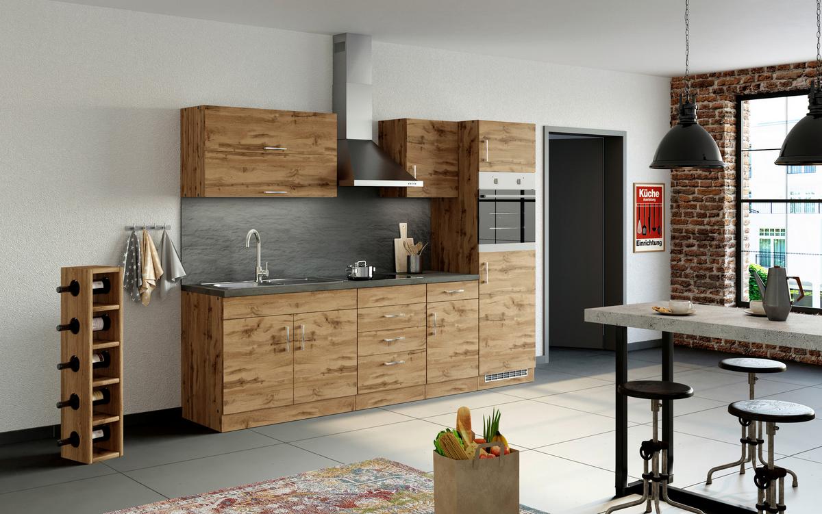 Küchenzeile Sorrento Ohne Geräte B: 270 Cm Eichefarben - Eichefarben/Anthrazit, MODERN, Holzwerkstoff (270/200/60cm) - Held