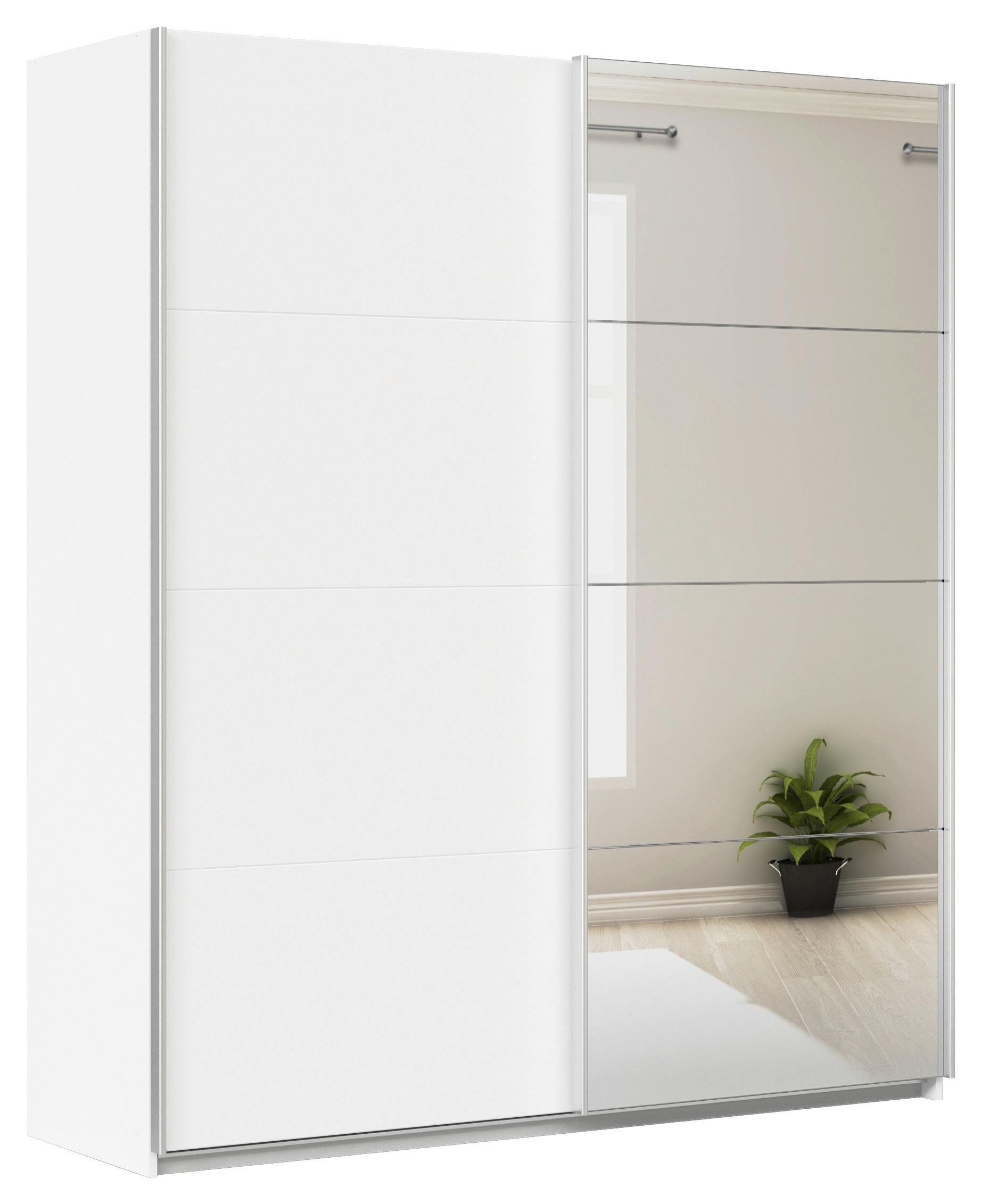 Schwebetürenschrank + Spiegel B: 181cm Feldkirch Weiß - Silberfarben/Weiß, MODERN, Holzwerkstoff (181/210/62cm)