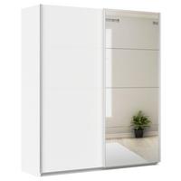 Schwebetürenschrank + Spiegel B: 181cm Feldkirch Weiß - Silberfarben/Weiß, MODERN, Holzwerkstoff (181/210/62cm)