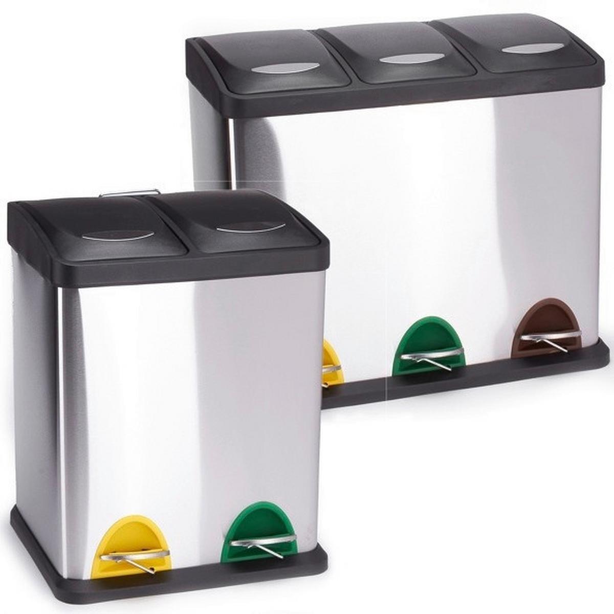 Treteimer 24l Silberfarben Metall Lxbxh: 46x26,5x39,5 Cm - Silberfarben/Schwarz, Basics, Kunststoff/Metall (46/26,5/39,5cm)