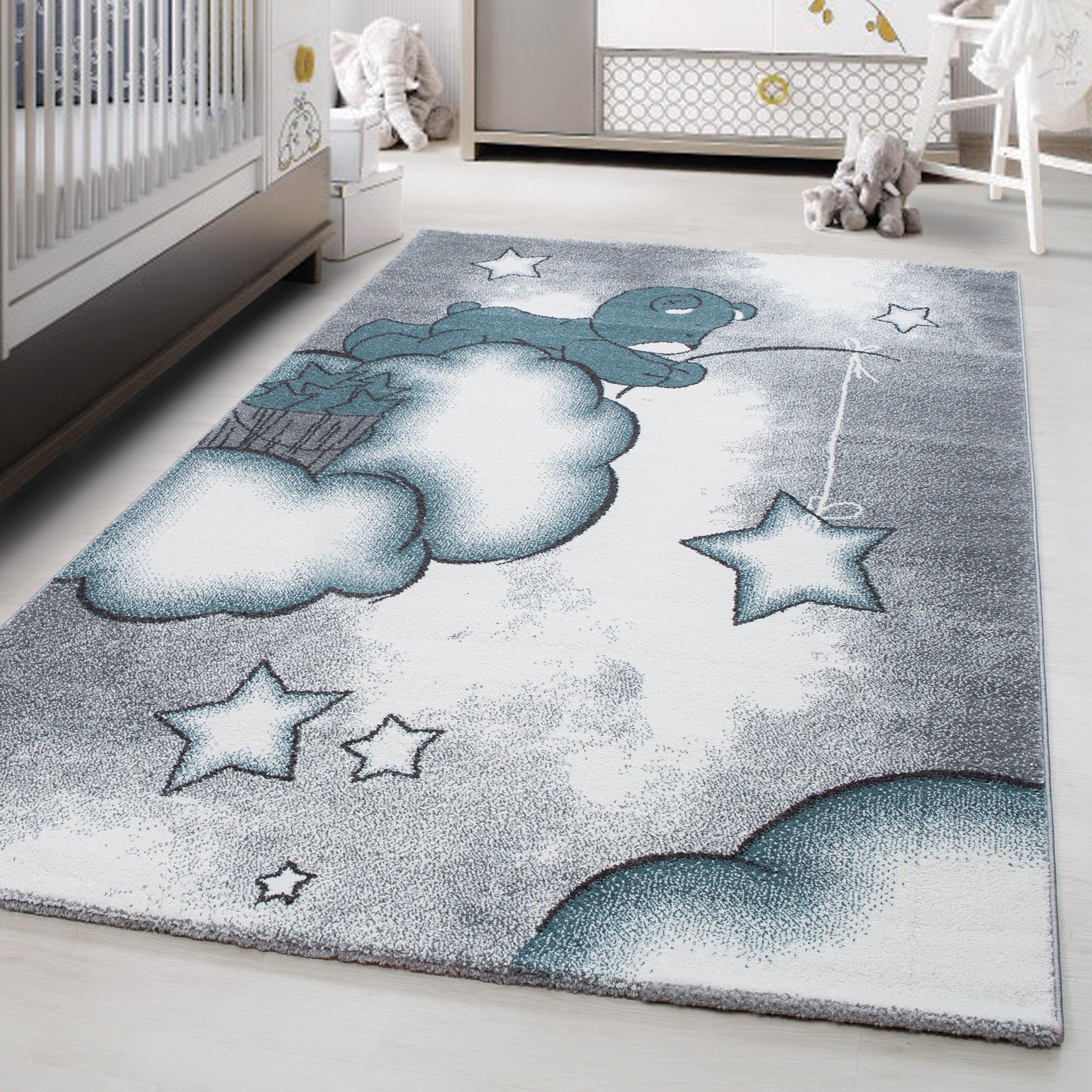 Kinderteppich Bär Blau/Grau/Weiß Kids 80x150 cm - Blau/Weiß, Trend, Textil (80/150cm) - Ben'n'jen