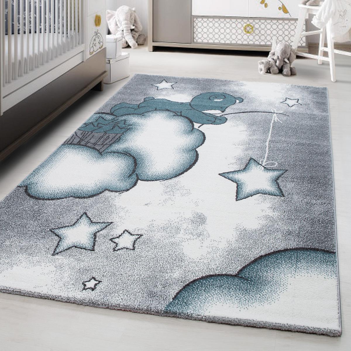 Kinderteppich Bär Blau/Grau/Weiß Kids 160x230 cm - Blau/Weiß, Trend, Textil (160/230cm)