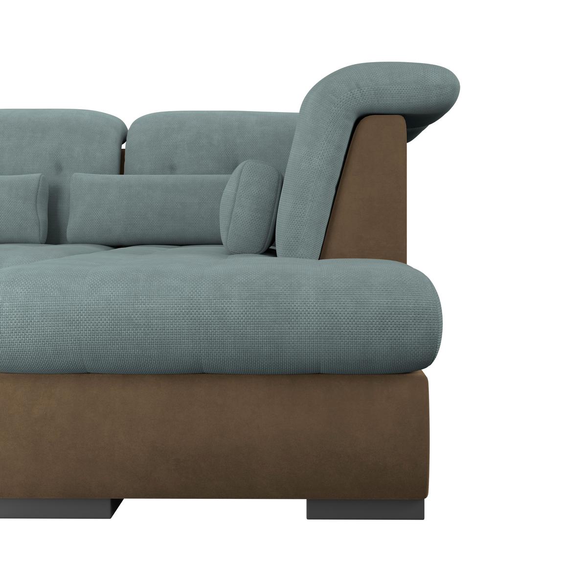 Wohnlandschaft Madera Blaugrün S: 358x312 cm - Blau/Hellbraun, KONVENTIONELL, Kunststoff/Textil (190/358/212cm)