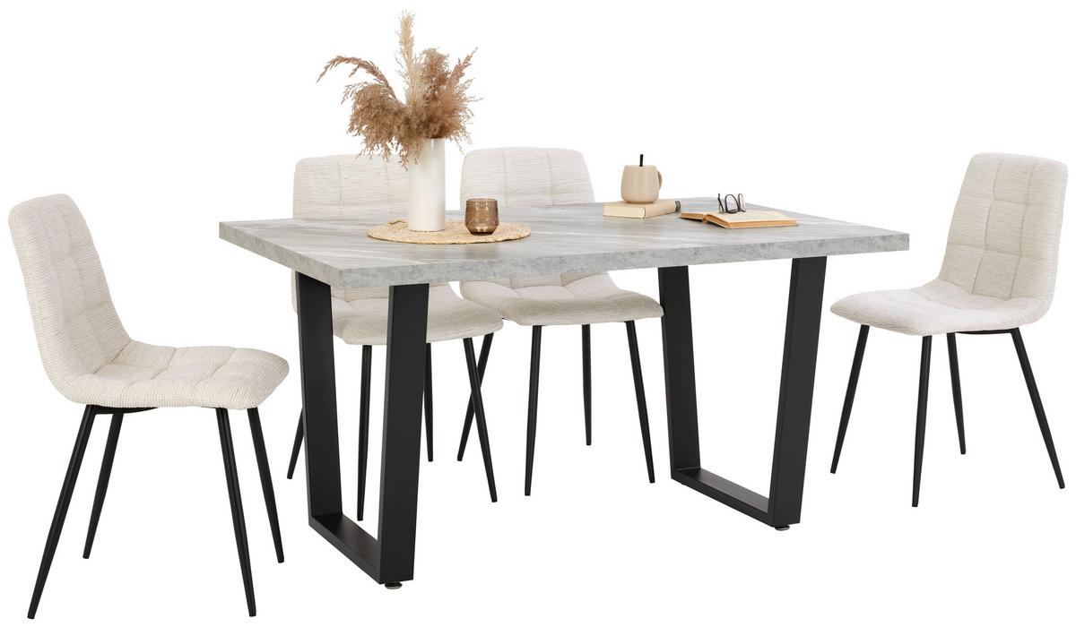 Esstisch Melbourne 140x90cm Grau - Schwarz/Grau, MODERN, Holzwerkstoff/Metall (140/75/90cm)