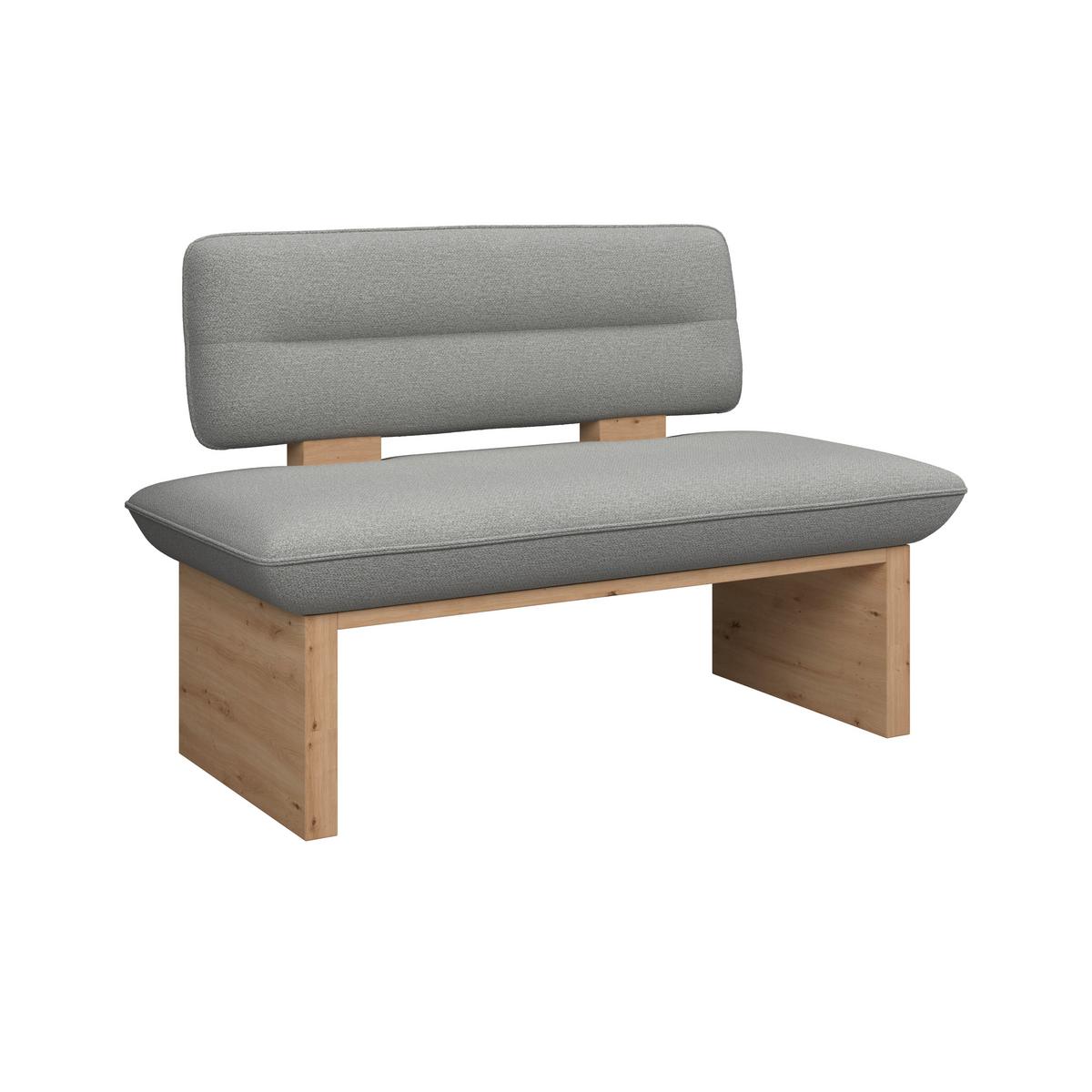 Sitzbank Beluna II Webstoff grau, B: 160cm - Eichefarben/Schwarz, KONVENTIONELL, Holzwerkstoff/Textil (160/87/67cm) - James Wood