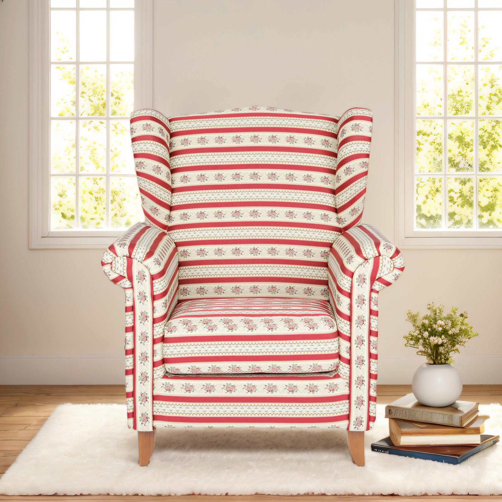 Polstersessel Loretta, rot +Blumenmuster, ca.86x81x105 cm - Basics (81/86/105cm)