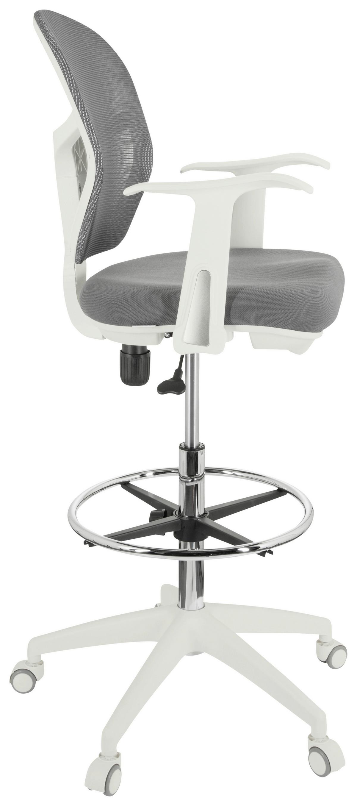 Bürostuhl Top Work 108 W Grau/weiß Bis 120 Kg - Weiß/Grau, Basics, Kunststoff/Textil (68/115/55cm) - MID.YOU