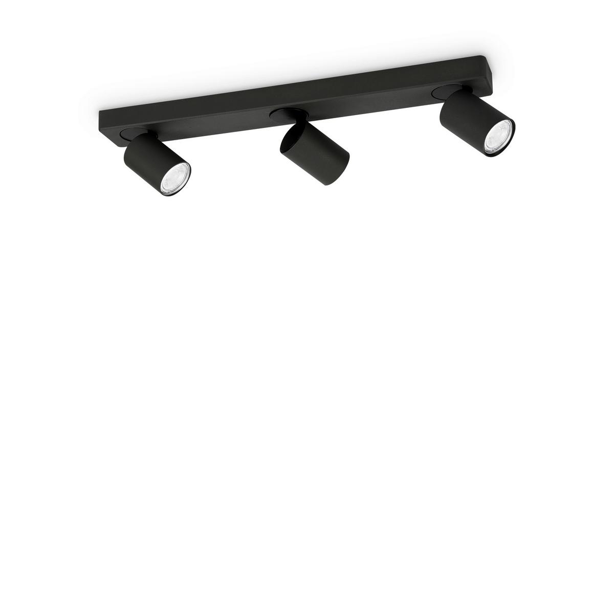 LED-Deckenleuchte Rudy Schwarz B: 12,5 cm - Schwarz, KONVENTIONELL, Metall (54/12,5/12,5cm) - Ideal Lux