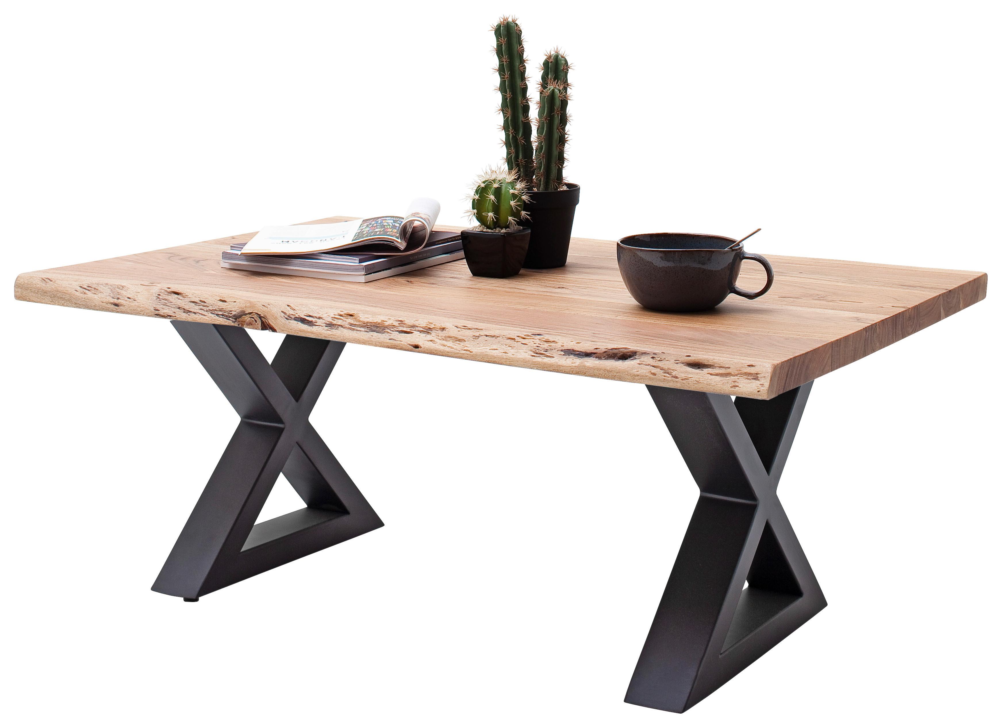 Couchtisch Holz Massiv Cartagena Akazie/Anthrazit - Anthrazit/Akaziefarben, MODERN, Holz/Metall (110/45/70cm)