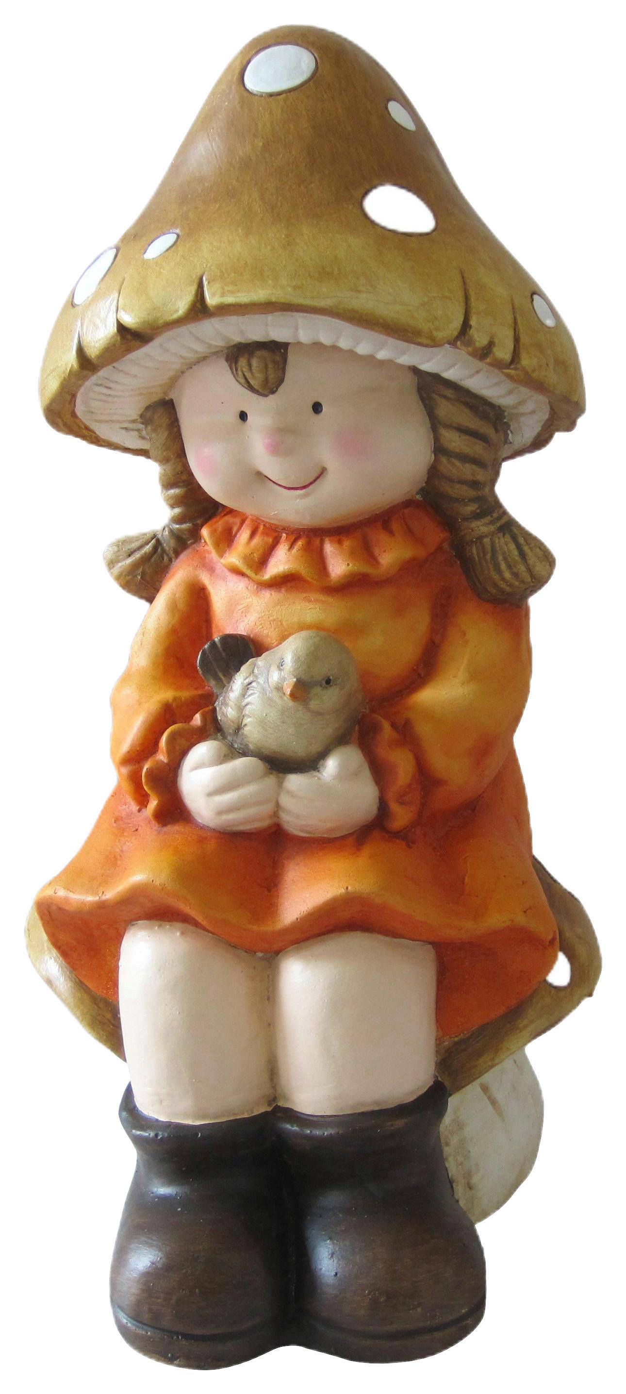 Dekofigur Kind Dana - Braun/Orange, KONVENTIONELL, Kunststoff (21,5/18,5/37cm) - Luca Bessoni