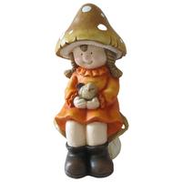 Dekofigur Kind Dana - Braun/Orange, KONVENTIONELL, Kunststoff (21,5/18,5/37cm) - Luca Bessoni