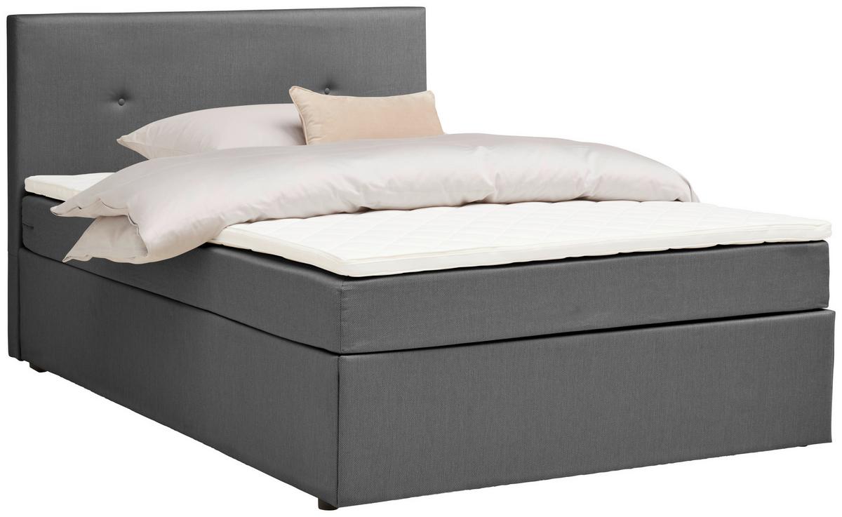 Boxbett Mit Topper 140x200 Antonio - Schwarz/Grau, KONVENTIONELL, Holz/Holzwerkstoff (140/200cm) - P & B