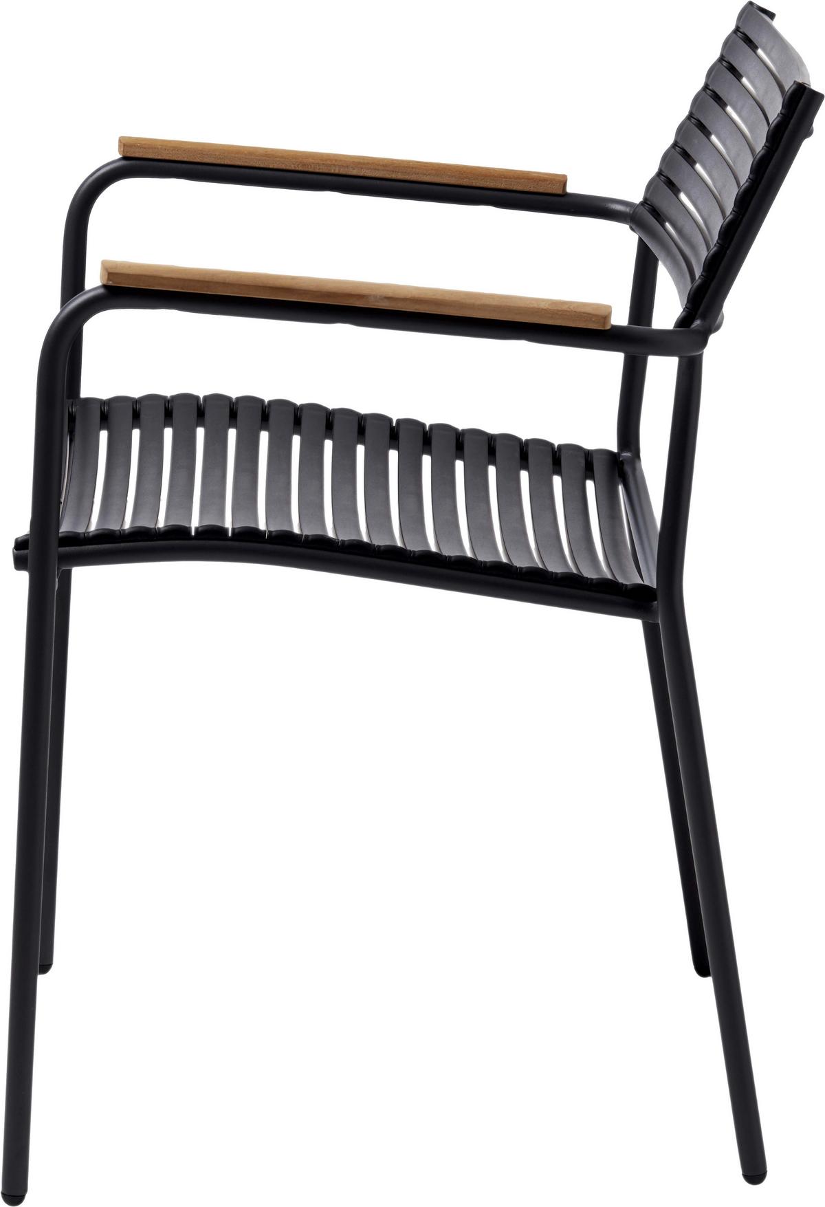 Stapelstuhl Mood Air - Anthrazit/Teakfarben, KONVENTIONELL, Holz/Kunststoff (60/78/56cm) - Gardenson