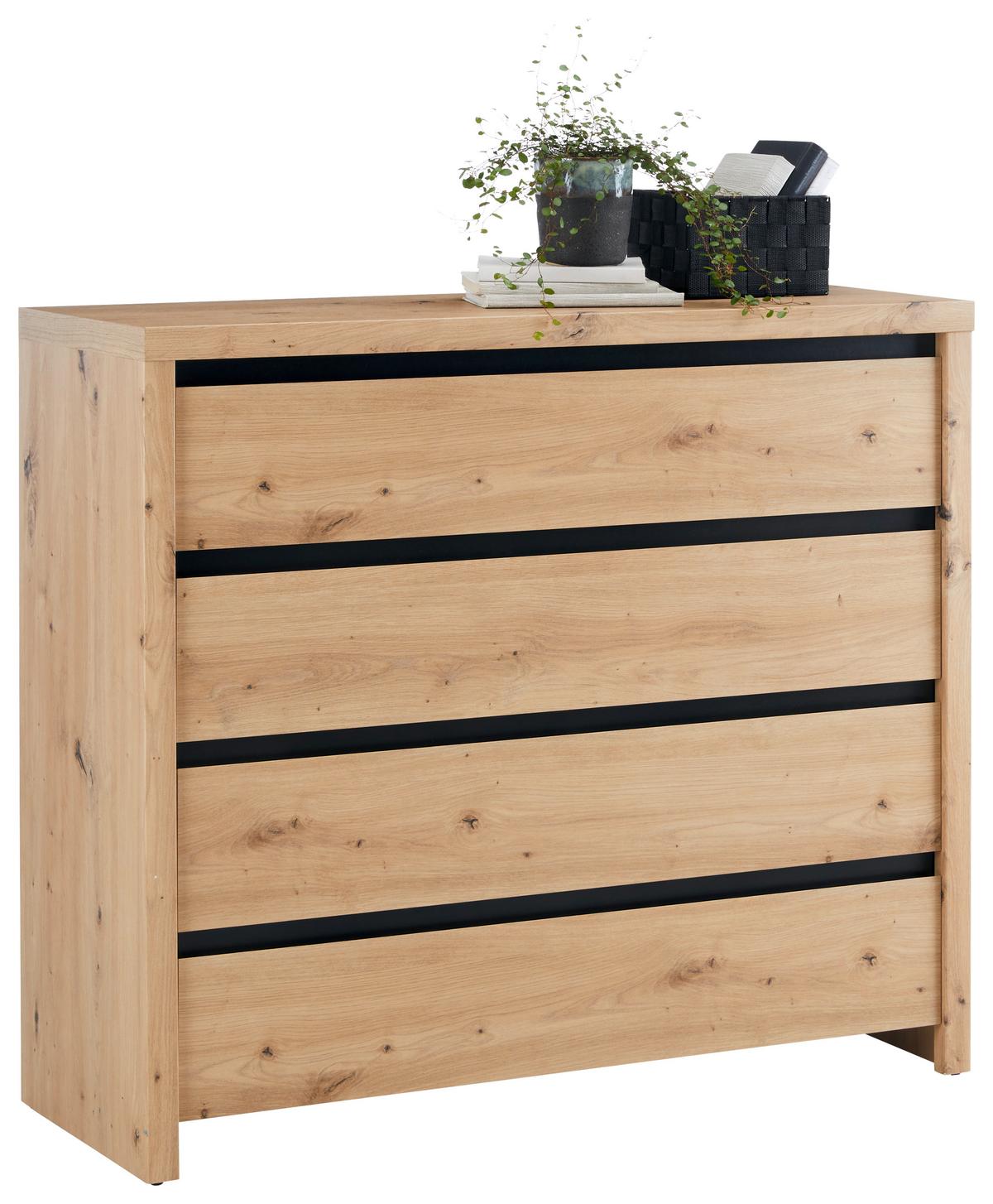 KOMODA LARIOS C -EXKLUSIV- - čierna/dub artisan, Modern, kompozitné drevo (105/91/40cm) - Mömax