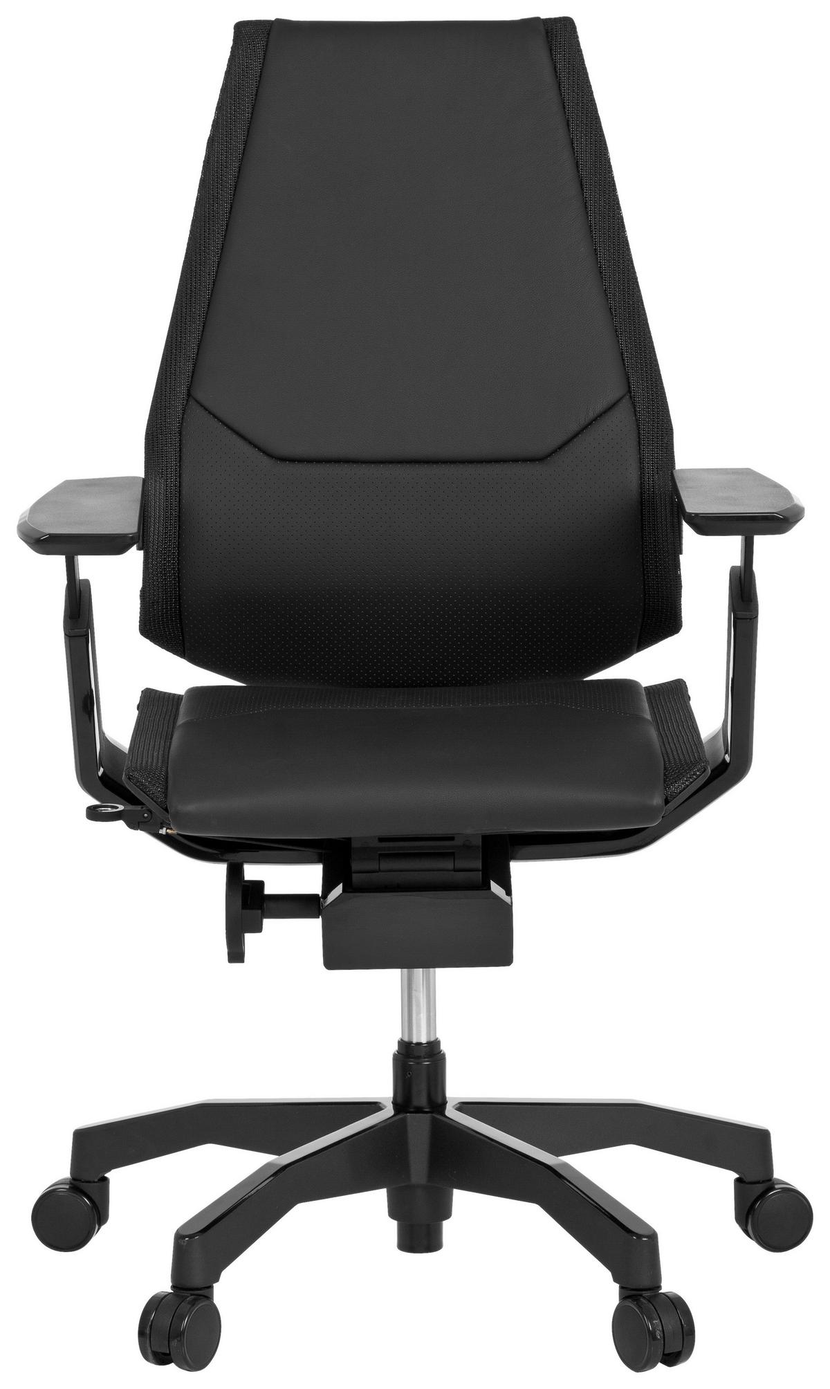 Drehstuhl Genidia Black höhenverstellbar Schwarz - Schwarz, MODERN, Leder/Kunststoff (57/119/46cm) - MID.YOU