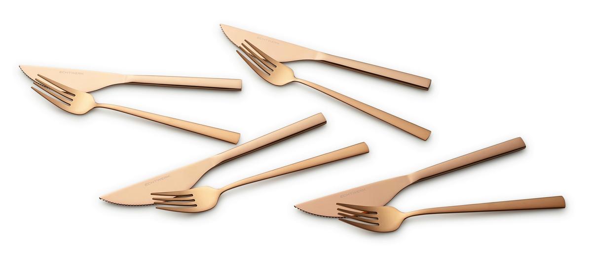 Pizzabesteckset 8-Teilig für 4 Personen - Kupferfarben, Basics, Metall (23cm) - Echtwerk